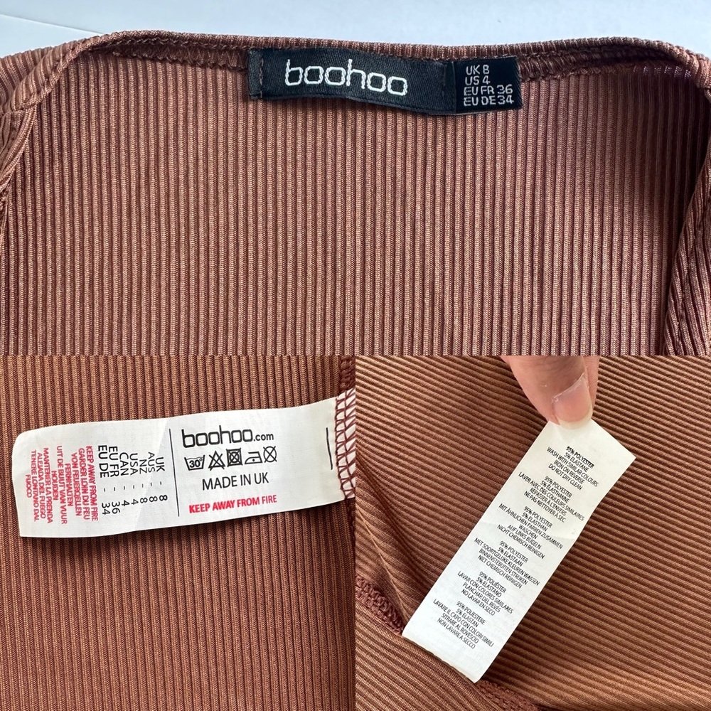 Boohoo Chocolate Ribbed Sleeveless Midi Dress and Duster Matching Set - Picture 11 of 15